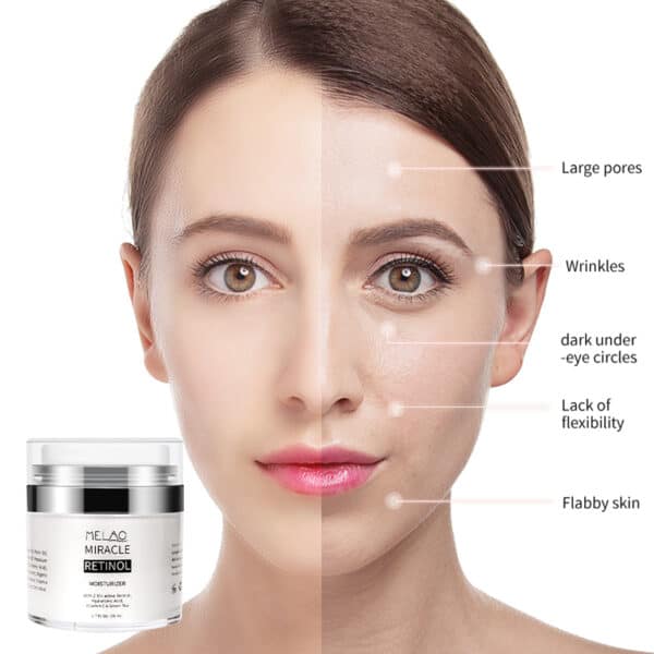 retinol creme 50 ml in een potje, getest op vrouwelijk model