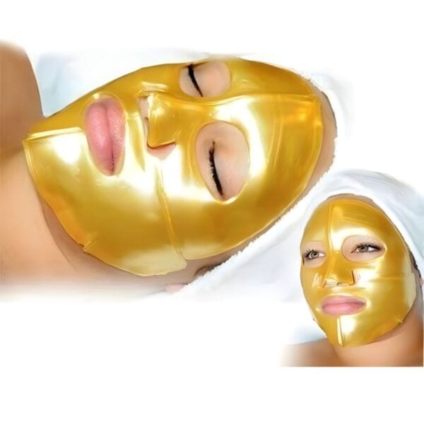 crystal collageen gezichtsmasker - goud masker gezichtsverzorging - op vrouwelijk model